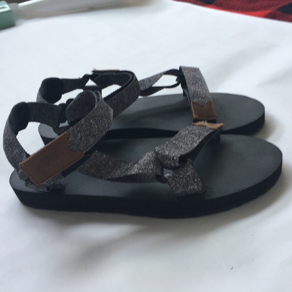 Roots Sandals 2 Strap Fabric & Leather Size 10 Grey Hook & Loop non Slip Sole - Picture 6 of 12